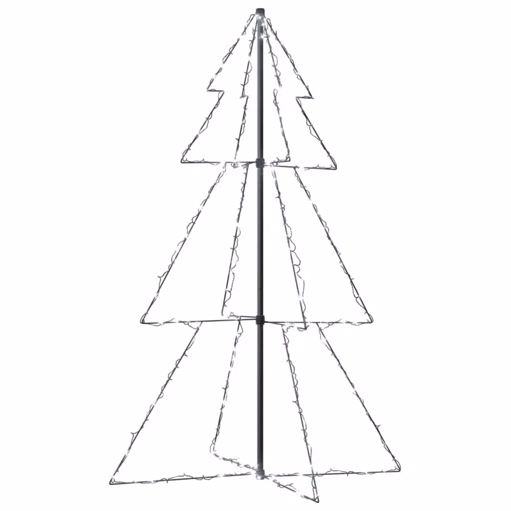 Berkfield Home Christmas Cone Tree with 200 LEDs for Indoor and Outdoor Use, White, W: 98 cm, H: 150 cm – 2
