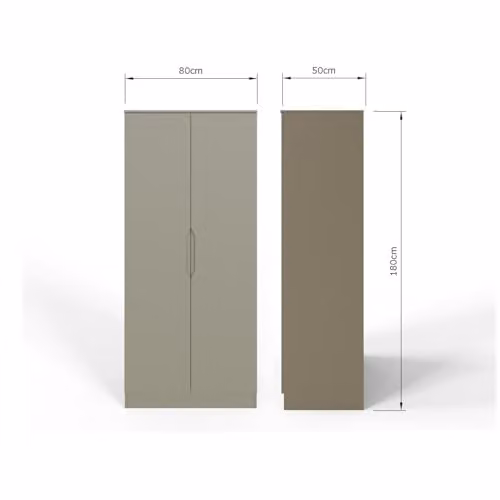 FWStyle Luno 2 Door Wardrobe in Matt Green with Hanging Rail and Internal Shelves, H 180 x W 80 x D 50 cm – 2