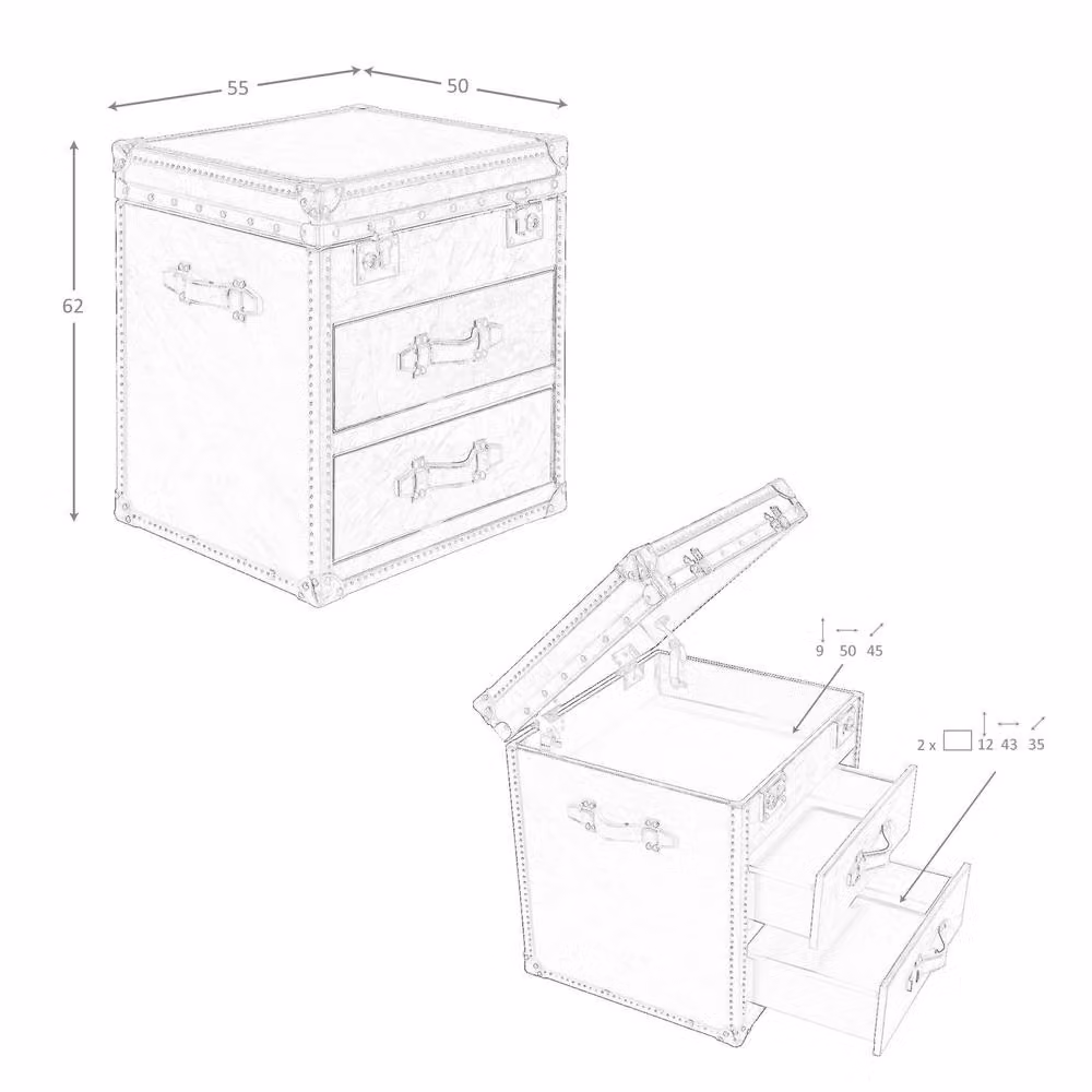 Angel Cerda Black Leather Trunk with Gold Studs, W/D/H: 55 x 50 x 62 cm – 6