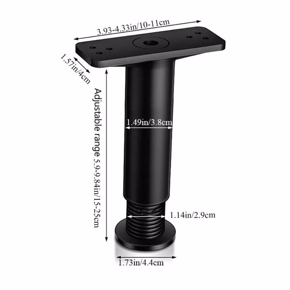 PAWNORA Black Steel Bed Beam Support Leg, H: 25 cm, W: 15 cm, D: 11 cm – 2
