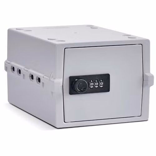 Lockabox Mini Small Lockable Storage Box with Combination Lock, White, W: 22.3 cm, D: 15.4 cm, H: 12 cm – 1