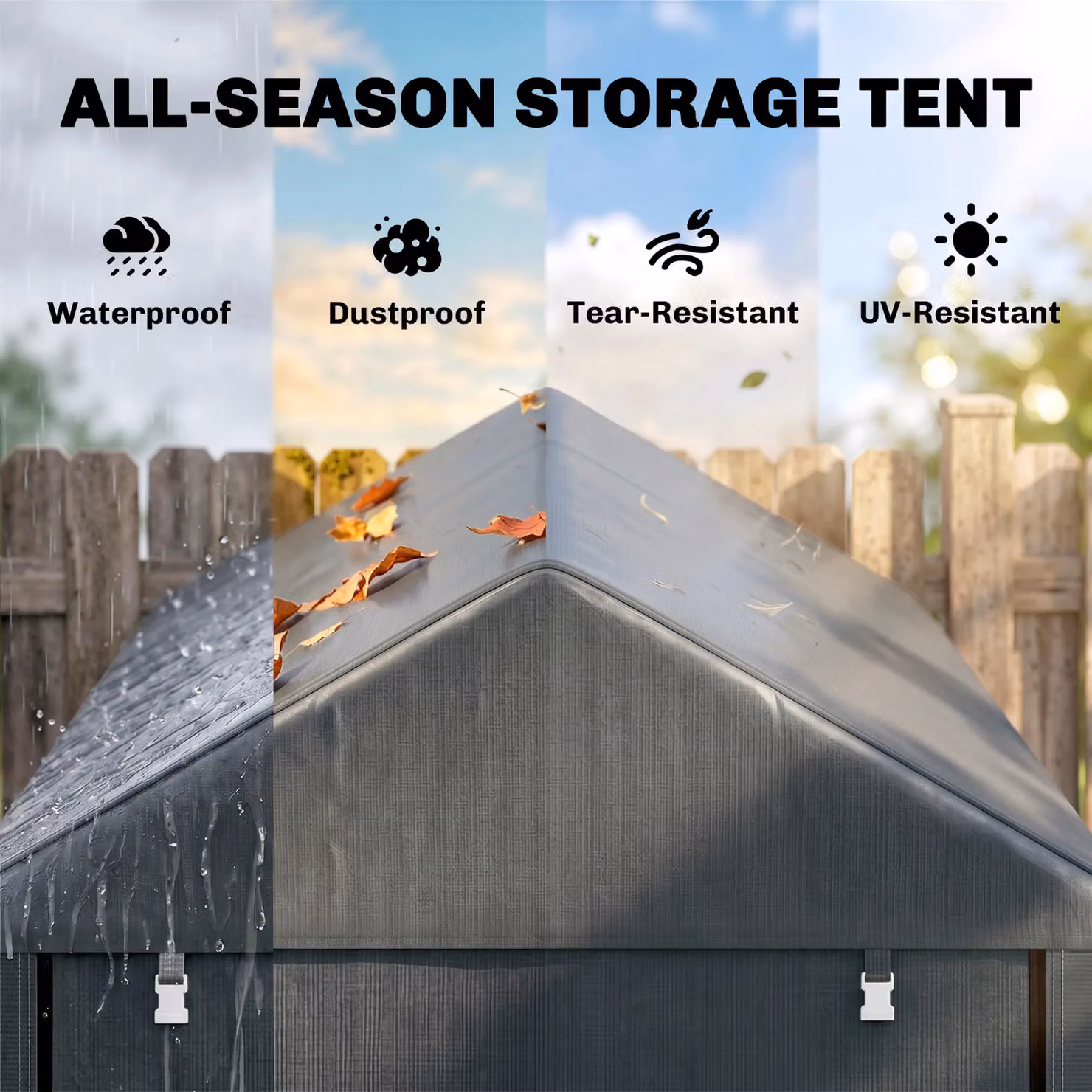 OUTSUNNY Garden Storage Shed Tent with Galvanised Steel Frame and Single Door, Dark Grey, W: 180 cm, D: 120 cm, H: 216 cm – 3