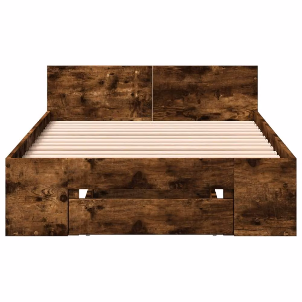 Berkfield Home Modern Bed Frame with Drawers in Smoked Oak Brown, W/D/H: 100 x 200 x 45 cm – 4