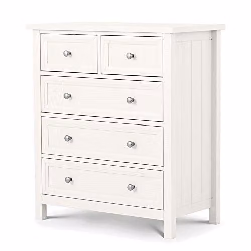 Julian Bowen Maine 5 Drawer Chest (3+2) in White