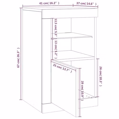 vidaXL Modern Side Cabinet with Integrated LED Lights in Smoked Oak, W/D/H: 67 x 37 x 37 cm – 2