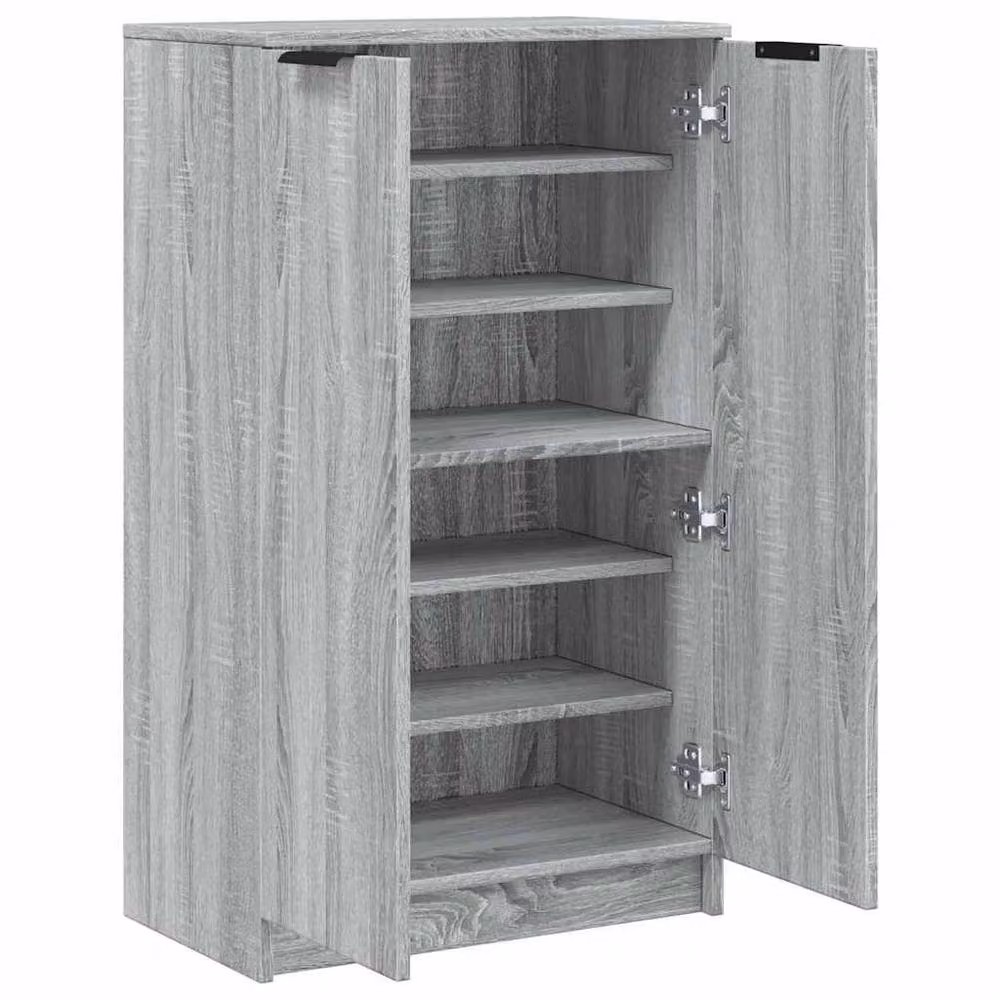 Berkfield Home Modern Grey Shoe Cabinet with Hinged Doors and Internal Shelves, W/D/H: 59 x 35 x 100 cm – 3