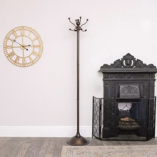 Melody Maison Industrial Matt Bronze Metal Coat Rack with 8 Storage Hooks – 1