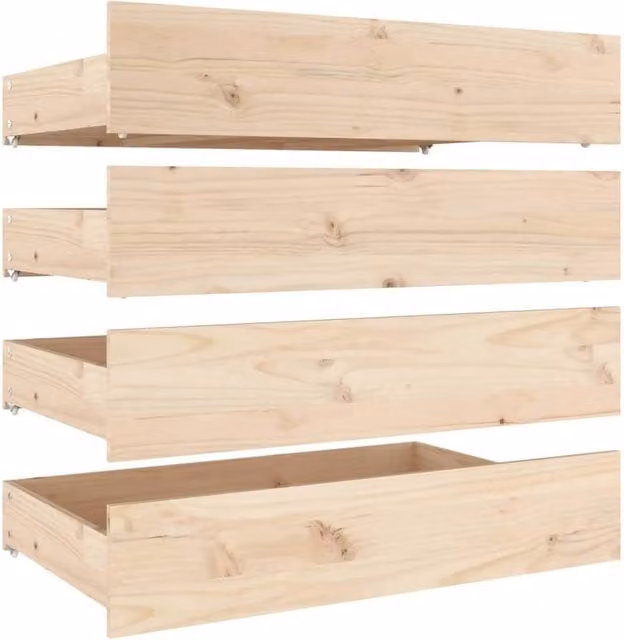 Berkfield Home 4 Piece Solid Wood Pine Bedside Drawers in Natural