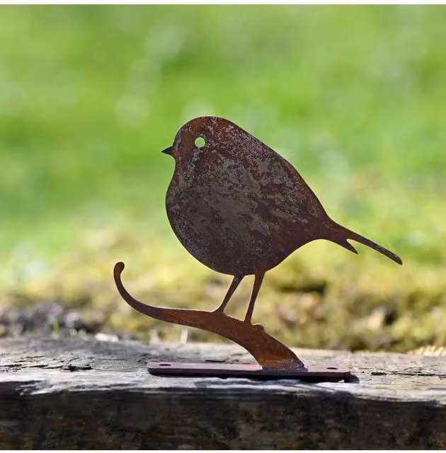 KDMD Nature Silhouette Robin On Branch Metal Wall Decoration in Brown