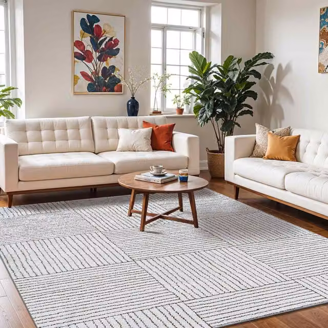 Livabliss Galey Alix Modern Geometric High Pile Living Room Rug in Black and Dark Brown, W: 80 cm, L: 220 cm