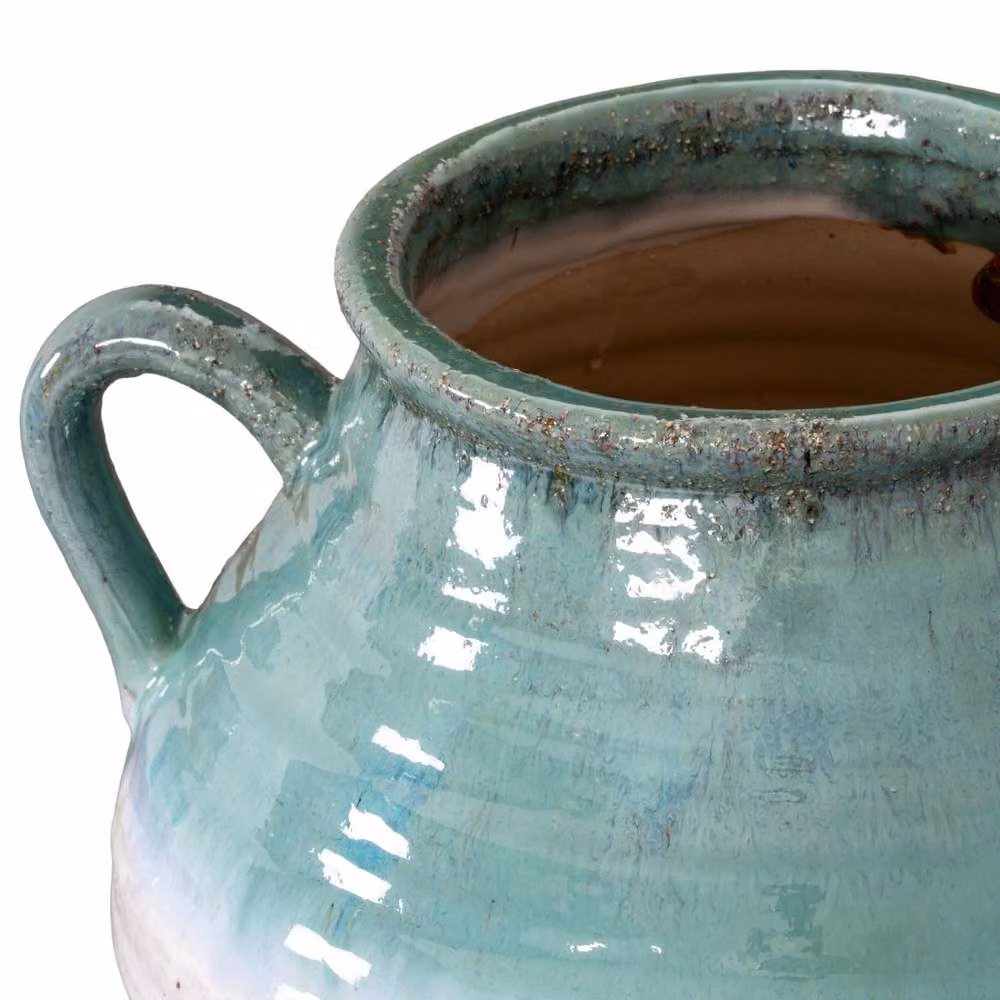 Wyld Haus Rustic Ombre Ceramic Vase in Turquoise, Sand and White, H 38 cm x W 35 cm x D 35 cm – 3