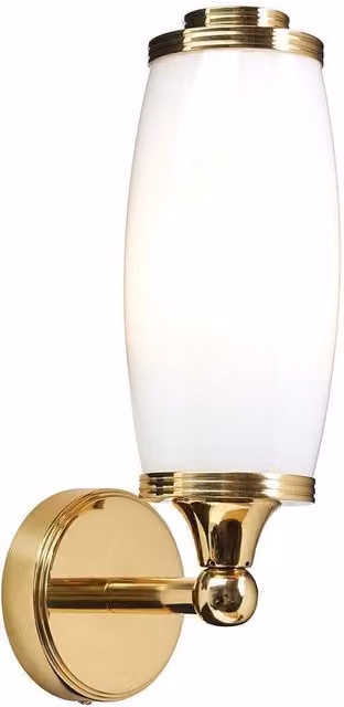 Netlighting Eliot 1 Light Bathroom Wall Light in Polished Brass with White Glass and G9 Bulb, IP44 Rated