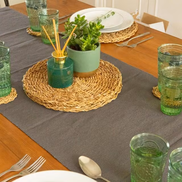 Nicola Spring Cotton Fabric Table Runner, Grey, W: 48 cm, L: 183 cm