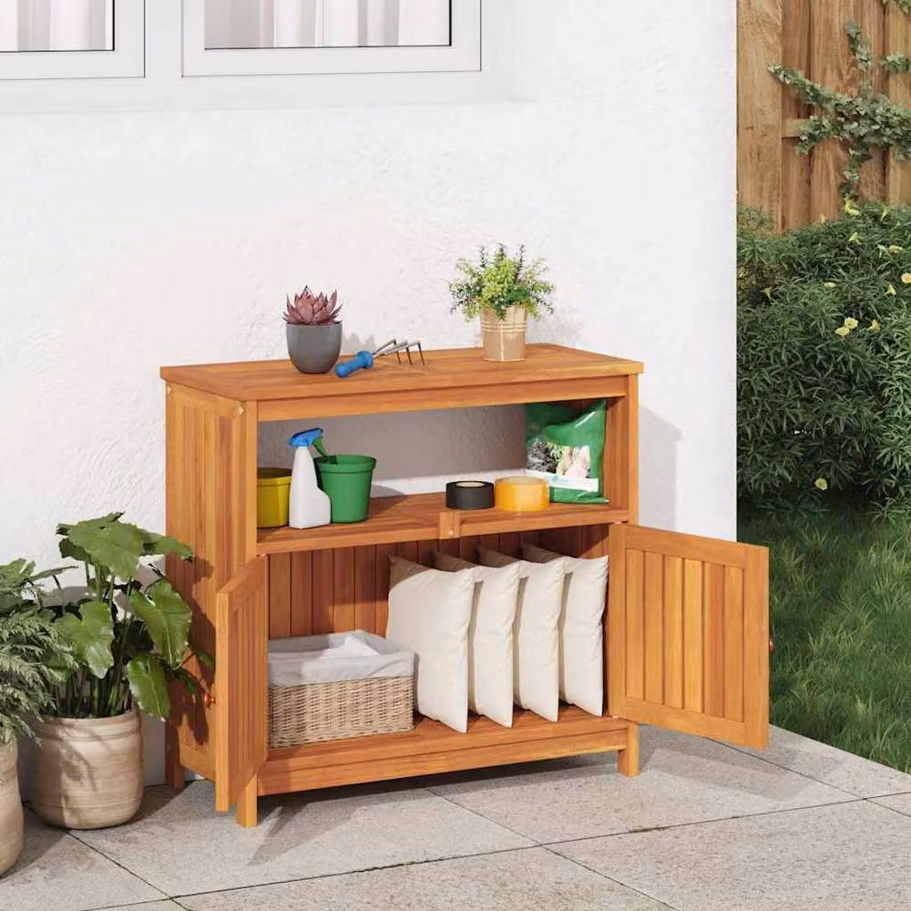 Berkfield Home Rustic Acacia Wood Garden Console Table, Brown, W: 80 cm, D: 35 cm, H: 75 cm – 2