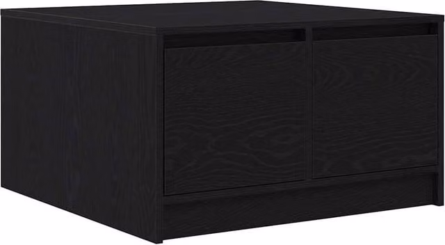 Berkfield Home Black Oak Coffee Table with Drawers W: 70.5 cm, D: 70 cm, H: 40 cm