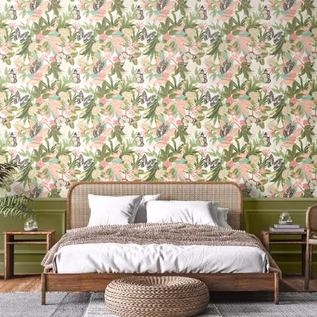 Hoopla Walls Paradise Wallpaper in Multicolour Floral and Botanical Boho Design