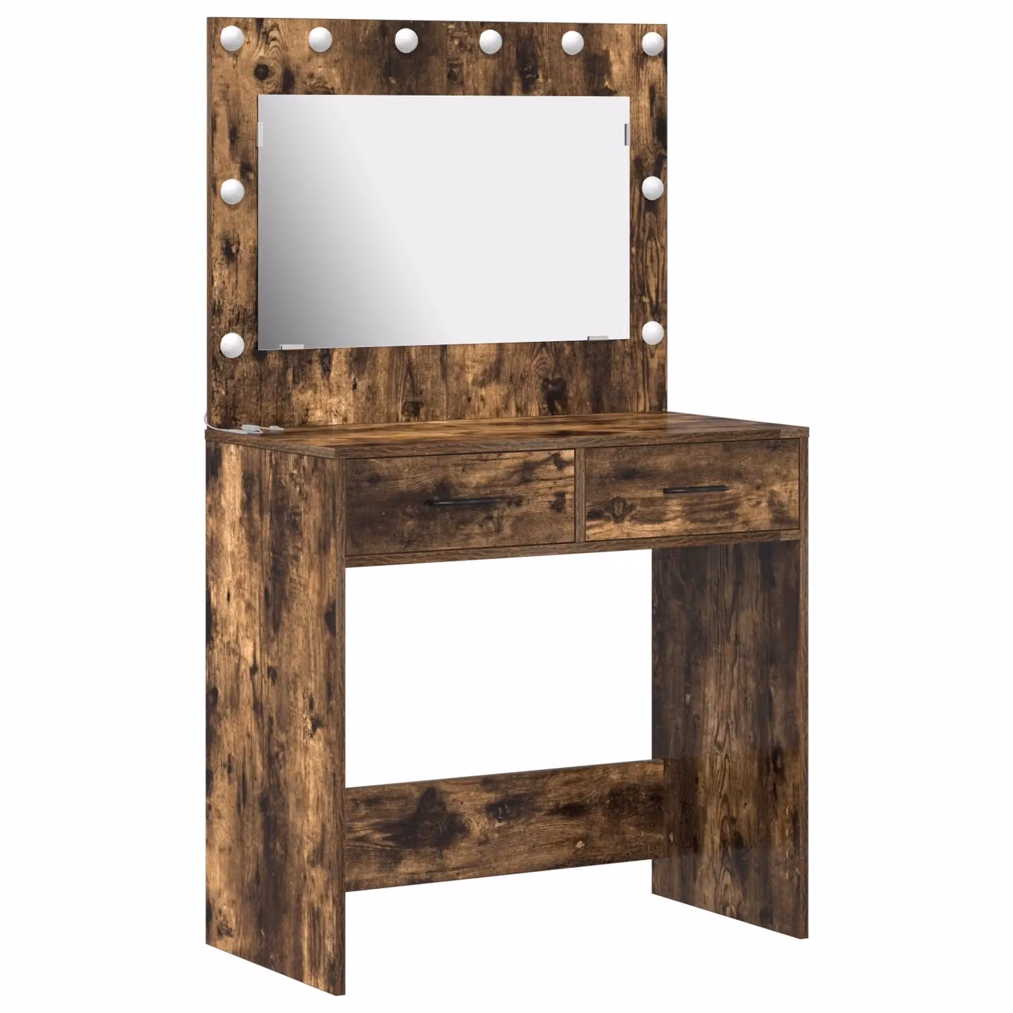 Berkfield Home Smoked Oak Dressing Table with Hollywood LED Lights, Brown, W: 78.5 cm, D: 41 cm, H: 135 cm – 2