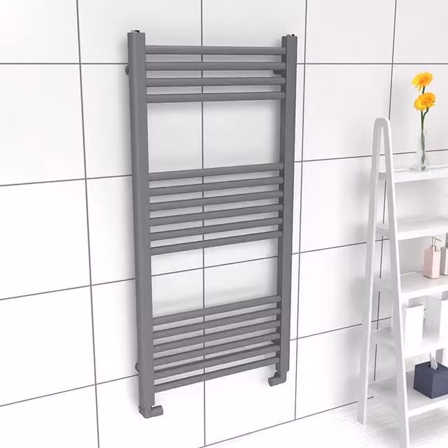 Lux Heat Anthracite Steel Ladder Towel Radiator, Grey, H: 100 cm, W: 50 cm, D: 36.5 cm