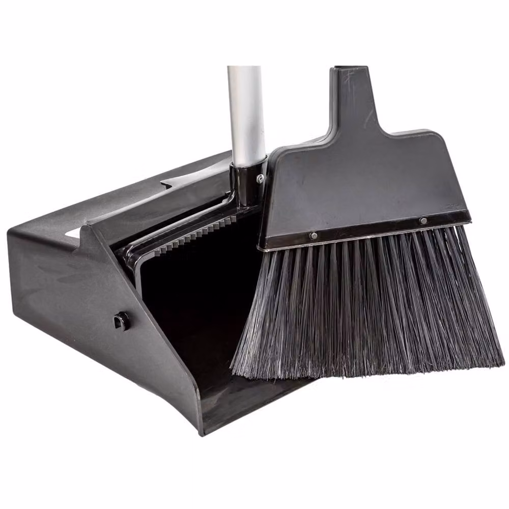 FLAVORA Long Industrial Dustpan and Brush Set in Black, Foldable Plastic Design – 2