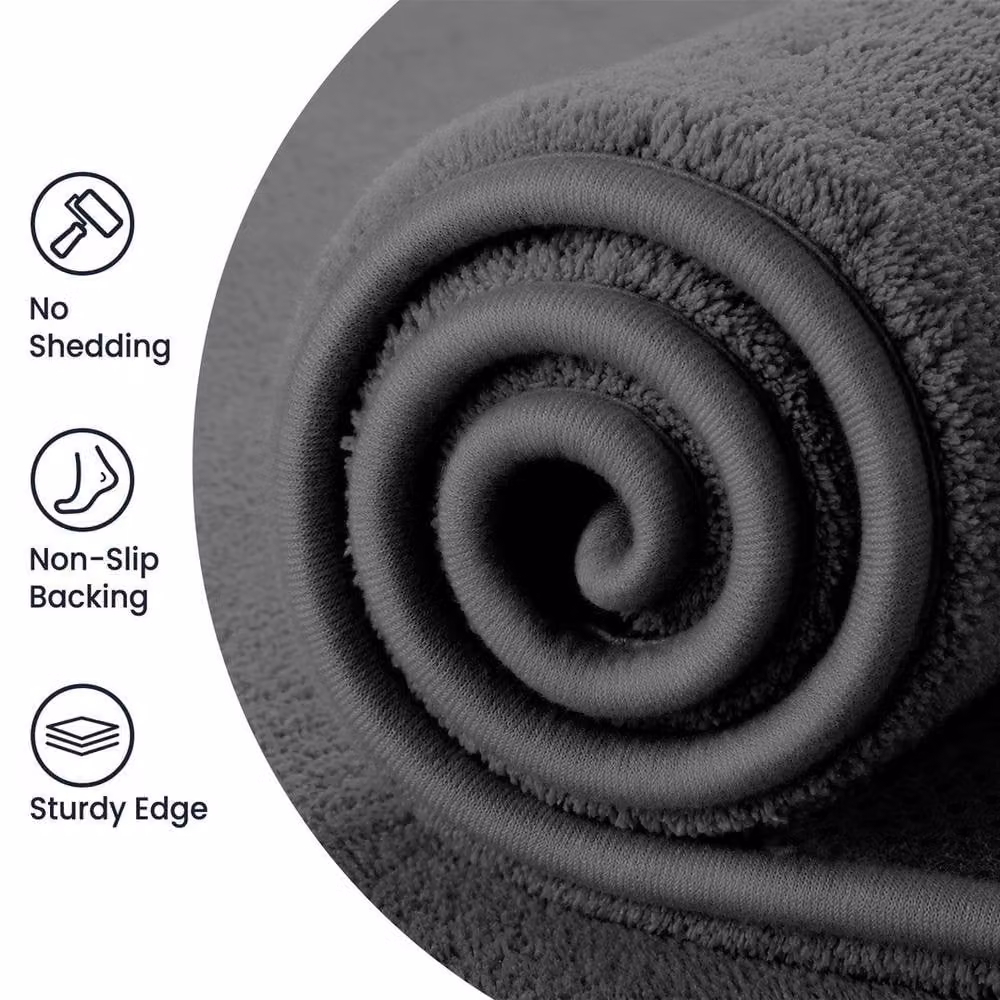 SPETLEK Dark Grey Large Thick Pile Non-Slip Rectangular Rug for Living Room and Bedroom, W: 130 cm, D: 100 cm – 1