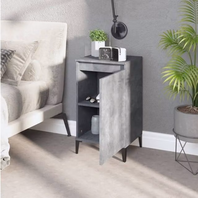 Berkfield Home Modern Bedside Cabinet in Concrete Grey, W/D/H: 40 x 35 x 70 cm