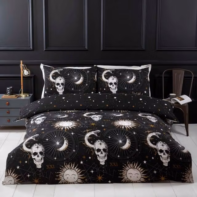 Rapport Home Tarot Reversible Microfibre Duvet Cover Set, Multicolour and Black, 90 x 200 cm