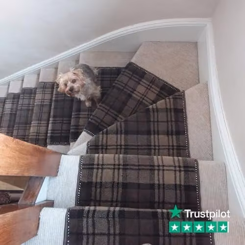 runrug Soft and Comfortable Stair Runner in Brown Tartan, W: 100 cm, L: 660 cm – 7