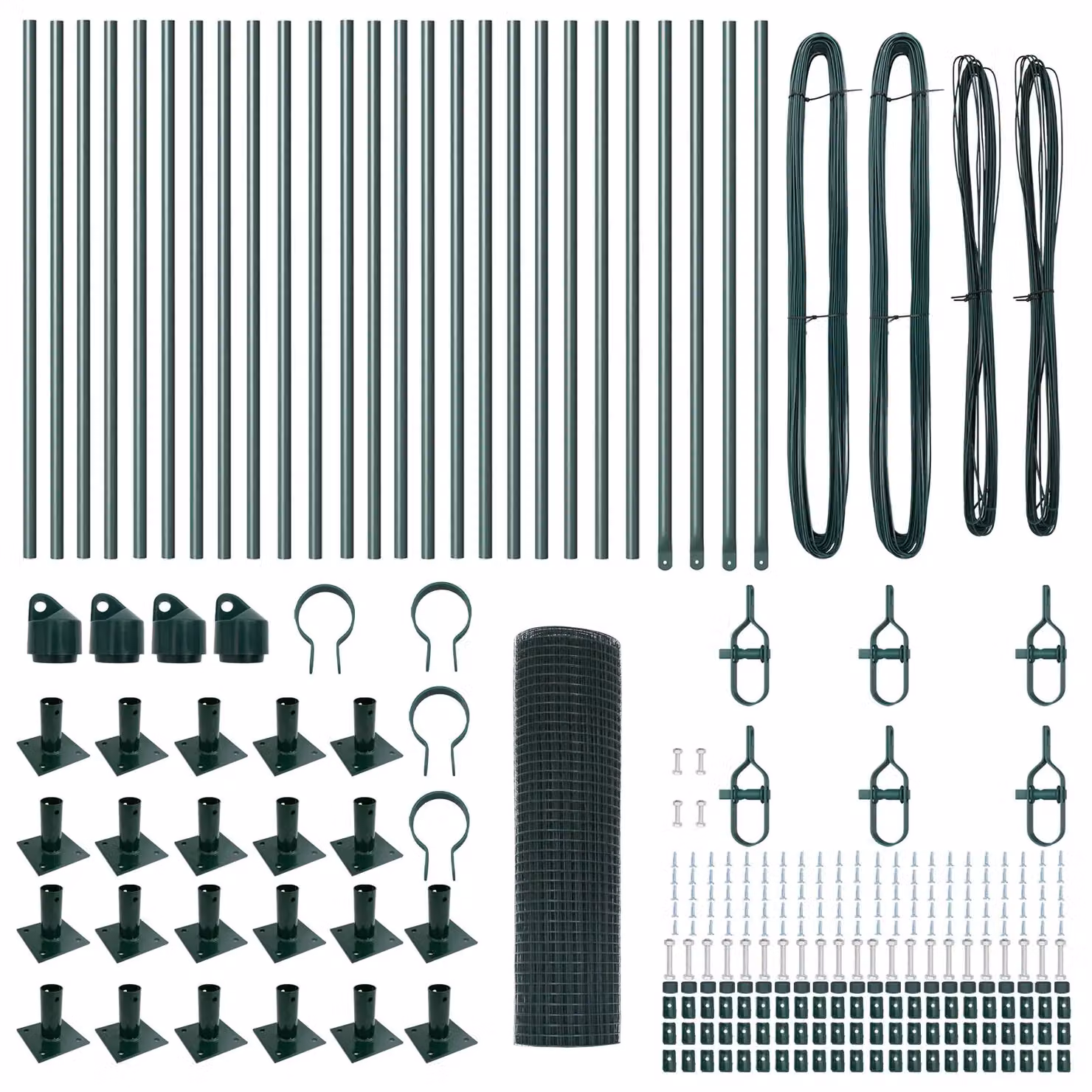 Berkfield Home Green Steel Welded Wire Mesh Fence with 13 Flanged Posts, W: 0.4 m x L: 50 m – 4