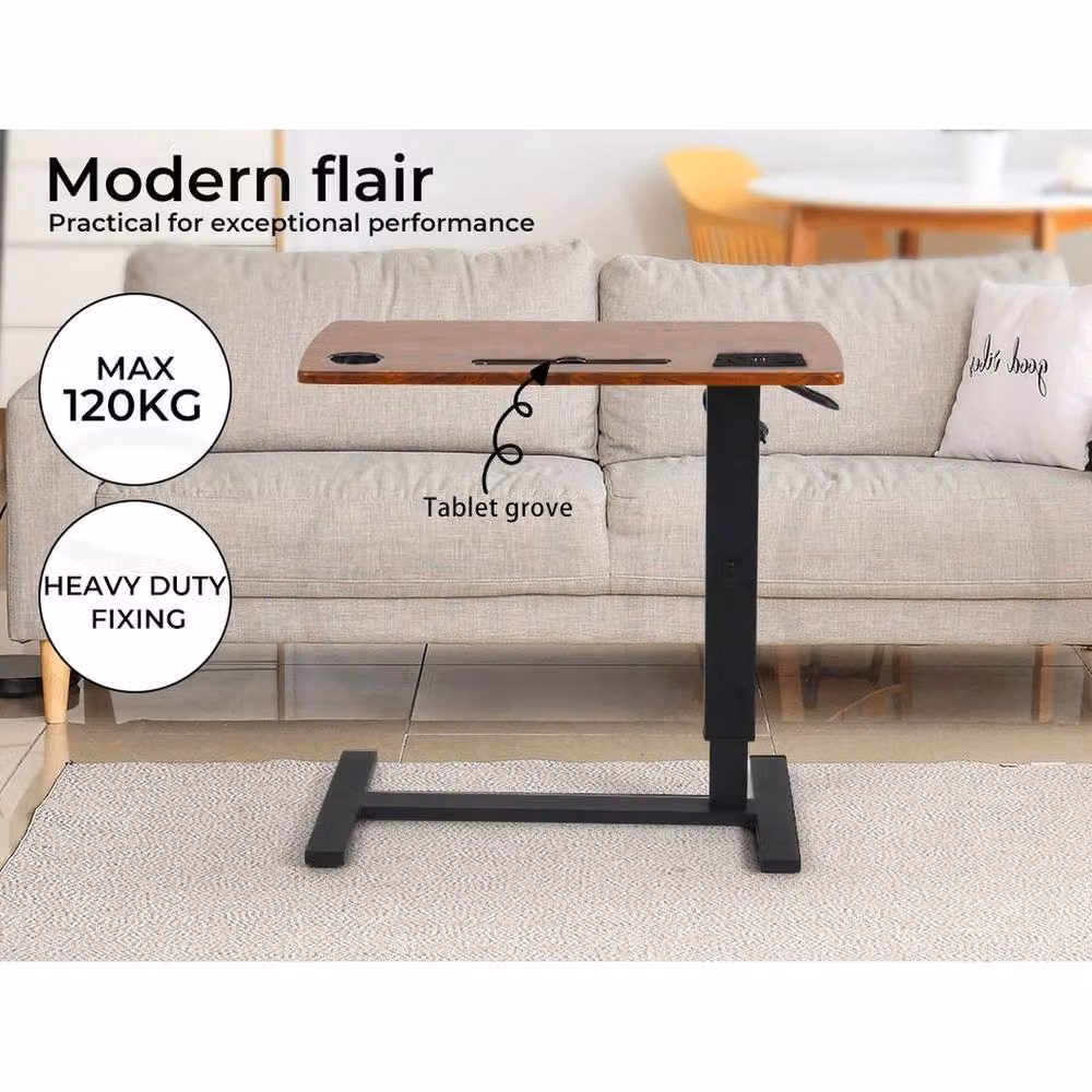 VOGREX Electric USB Height Adjustable Folding Standing Laptop Desk in Brown – 5