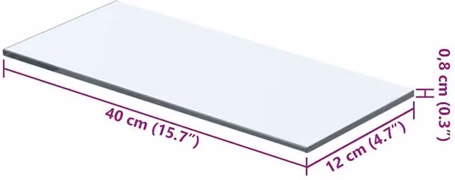 Berkfield Home Clear Glass Shelf Panel, W: 40 cm, H: 12 cm