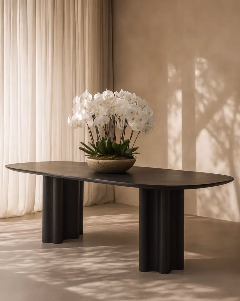Tommy Franks Moon Rectangular Dining Table in Black Oak, W: 240 cm, H: 75 cm