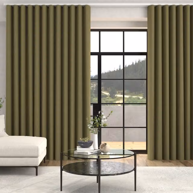 Terrys Lindy Shimmer Woven Made To Measure Blackout Eyelet Curtains in Moss Green