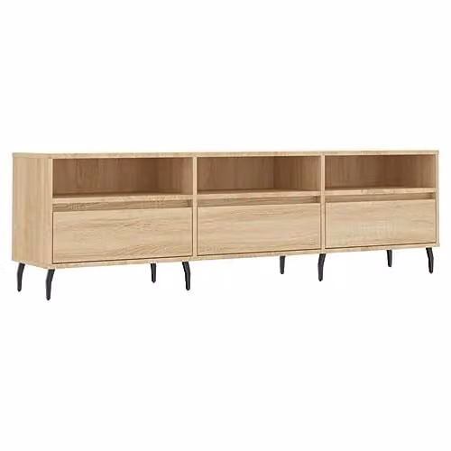 vidaXL Modern TV Cabinet in Brown Oak and Metal, W/D/H: 150 x 44.5 x 30 cm – 1