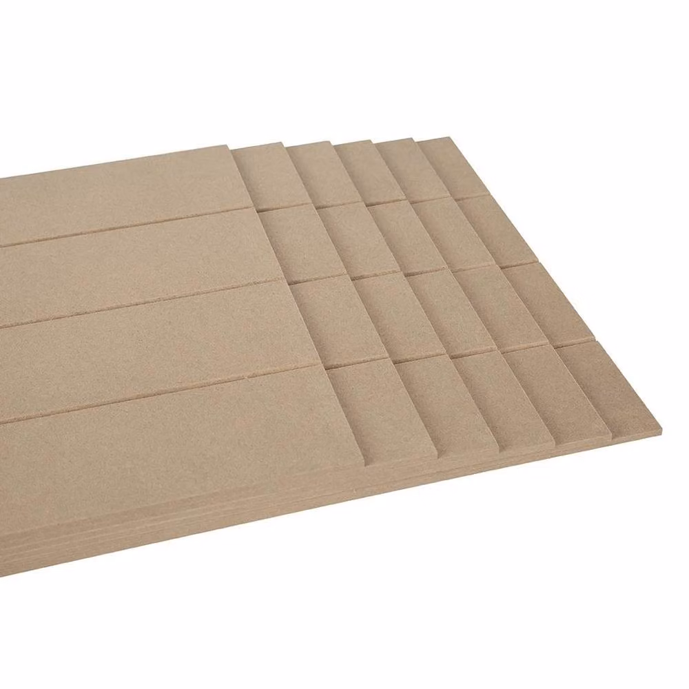 FLAVORA 6-Piece V-Grooved MDF Wall Panels in Beige, W: 40 cm, D: 120 cm, H: 0.6 cm – 2