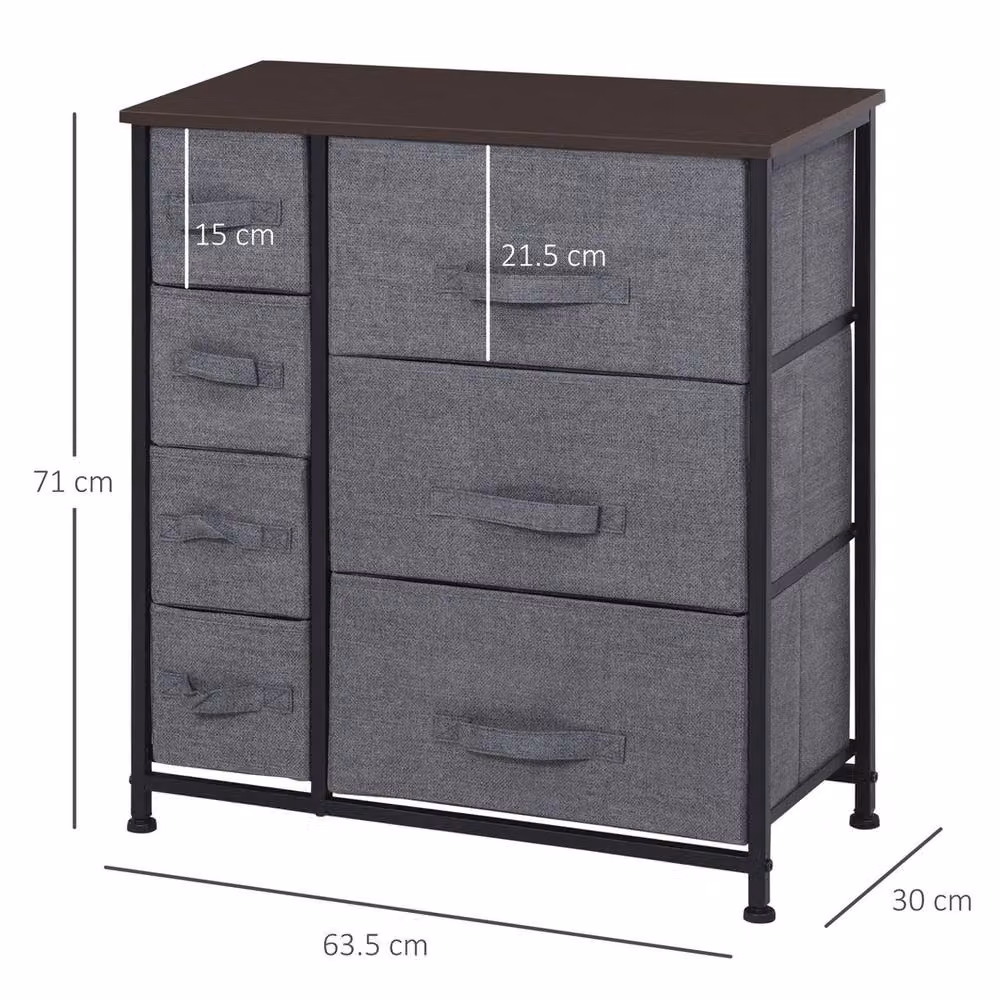 NESTLUNE 7-Drawer Chest of Drawers in Grey, W: 100 cm, D: 15 cm, H: 71 cm – 2