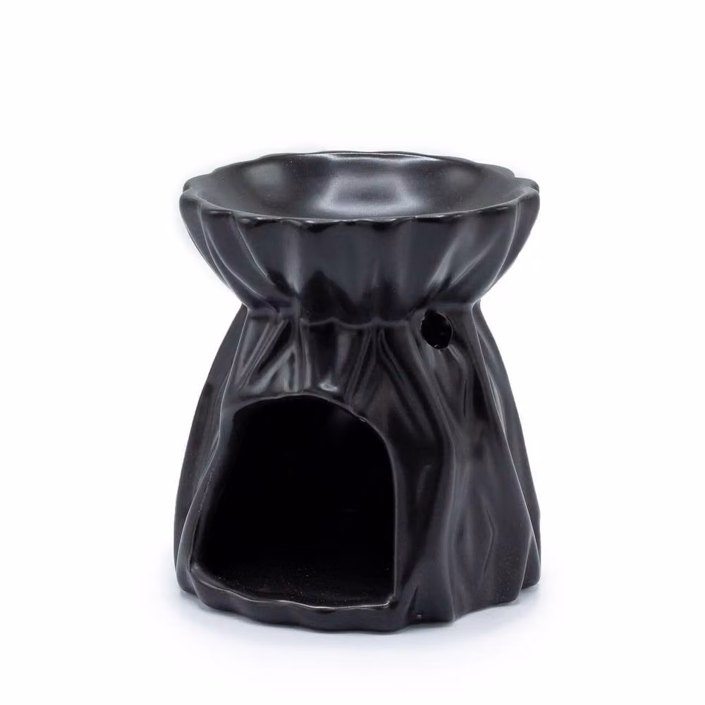 Serenityy Geometric Ceramic Tealight Oil Burner, Black – 2