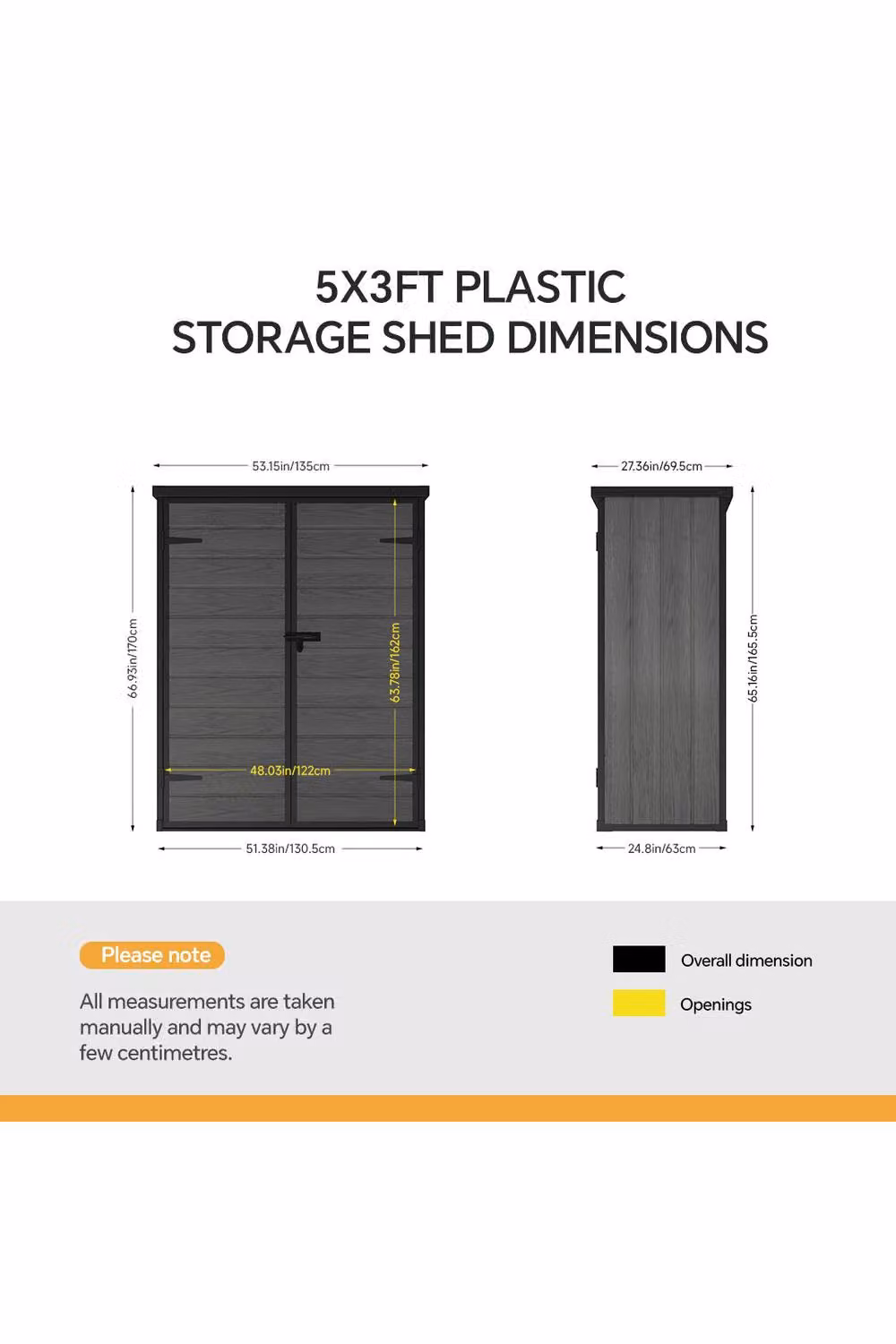 Living and Home Dark Grey Pent Outdoor Garden Tool Storage Shed with Double Doors, W: 152.4 cm, D: 91.44 cm, H: 170 cm – 4