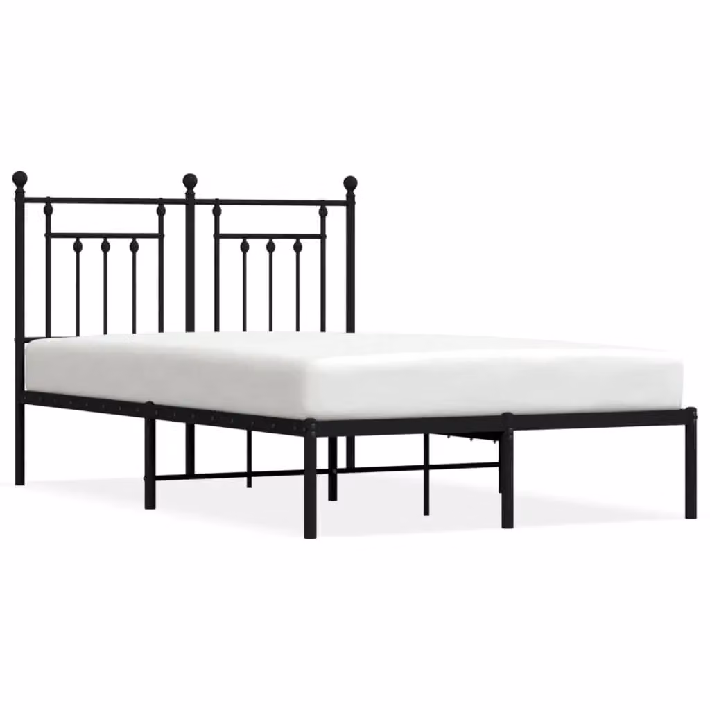 Berkfield Home Metal Bed Frame with Headboard in Black, W/D/H: 120 x 190 cm Small Double – 2