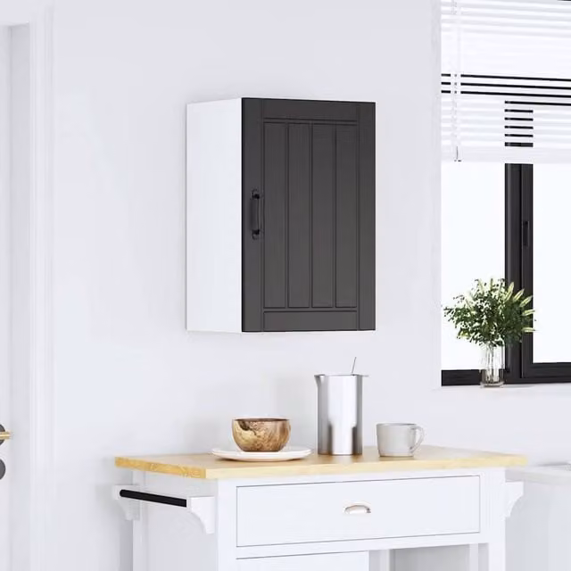 Berkfield Home Lucca Black Wall Mounted Kitchen Cabinet in Matt MDF, W: 60.0 cm, H: 31.0 cm, D: 40.0 cm – 1