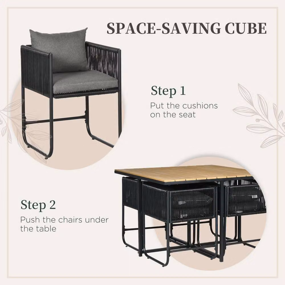 ERGOVEXA 4 Seater Rattan Cube Garden Furniture Set in Black – 5