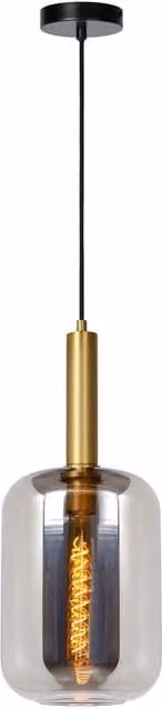 Lucide Joanet Modern Dimmable Adjustable Pendant Light in Grey and Gold/Brass with Transparent Glass Shade – 1