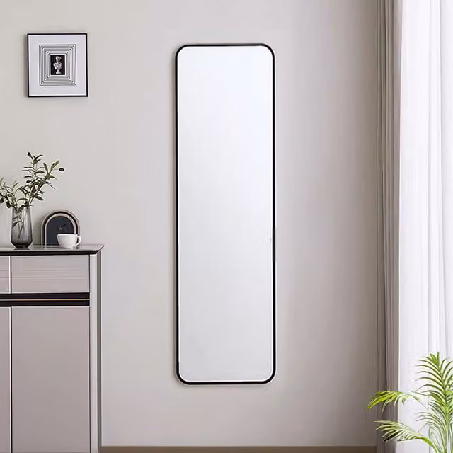 Lifeideas Modern Rectangular Full Length Wall Mirror in Black