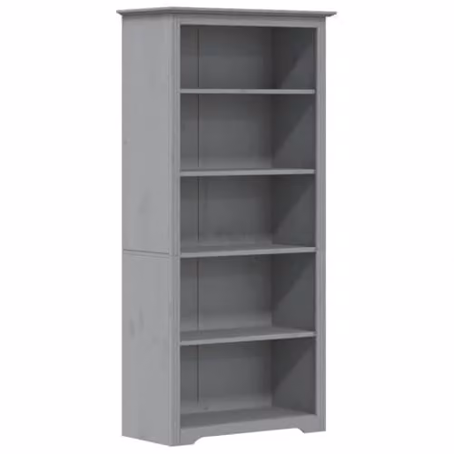 vidaXL BODO 5-Tier Bookcase in Grey Solid Pine Wood, W/D/H: 80 x 38 x 180 cm – 1