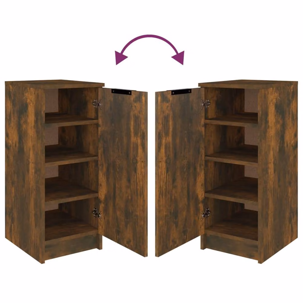 Berkfield Home Smoked Oak Shoe Cabinet in Brown, W/D/H: 30 x 35 x 70 cm – 3