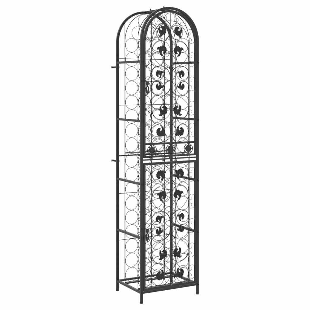 Berkfield Home Black Wrought Iron Wine Rack for 73 Bottles, W/D/H: 45 x 36 x 200 cm – 2