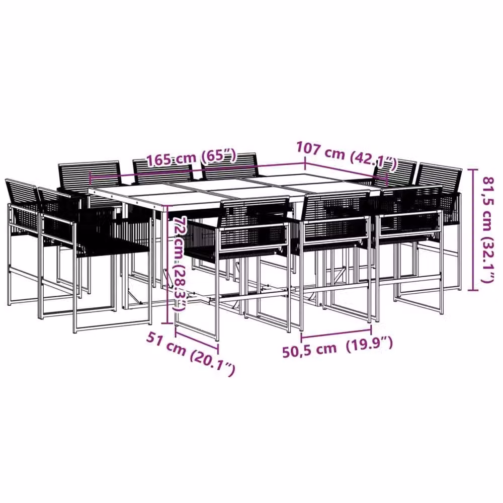 Berkfield Home 11 Piece Garden Dining Set in Black Poly Rattan – 3