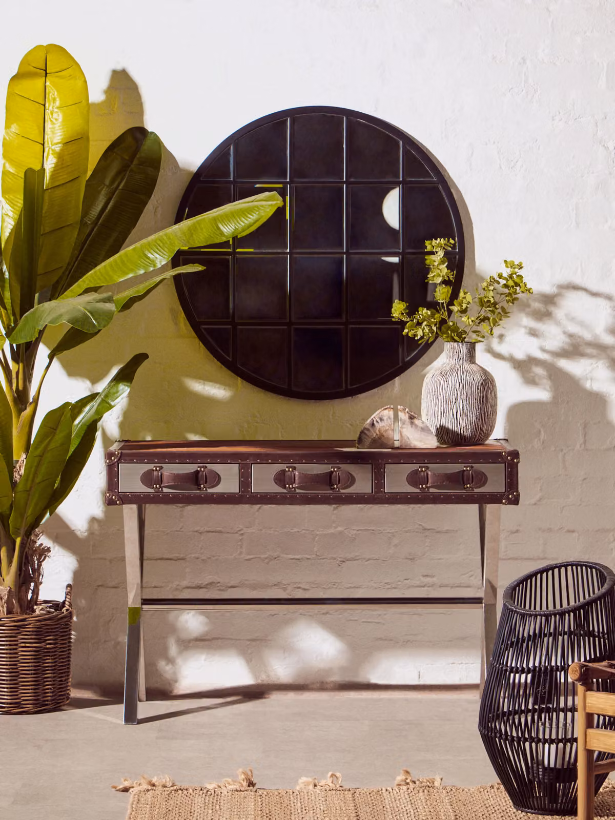 Orsina Brown and White Genuine Cowhide Console Table W/D/H: 120 x 45 x 80 cm – 4