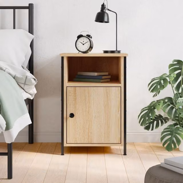 Berkfield Home Bedside Cabinet in Sonoma Oak Brown, W/D/H: 40 x 42 x 60 cm – 1