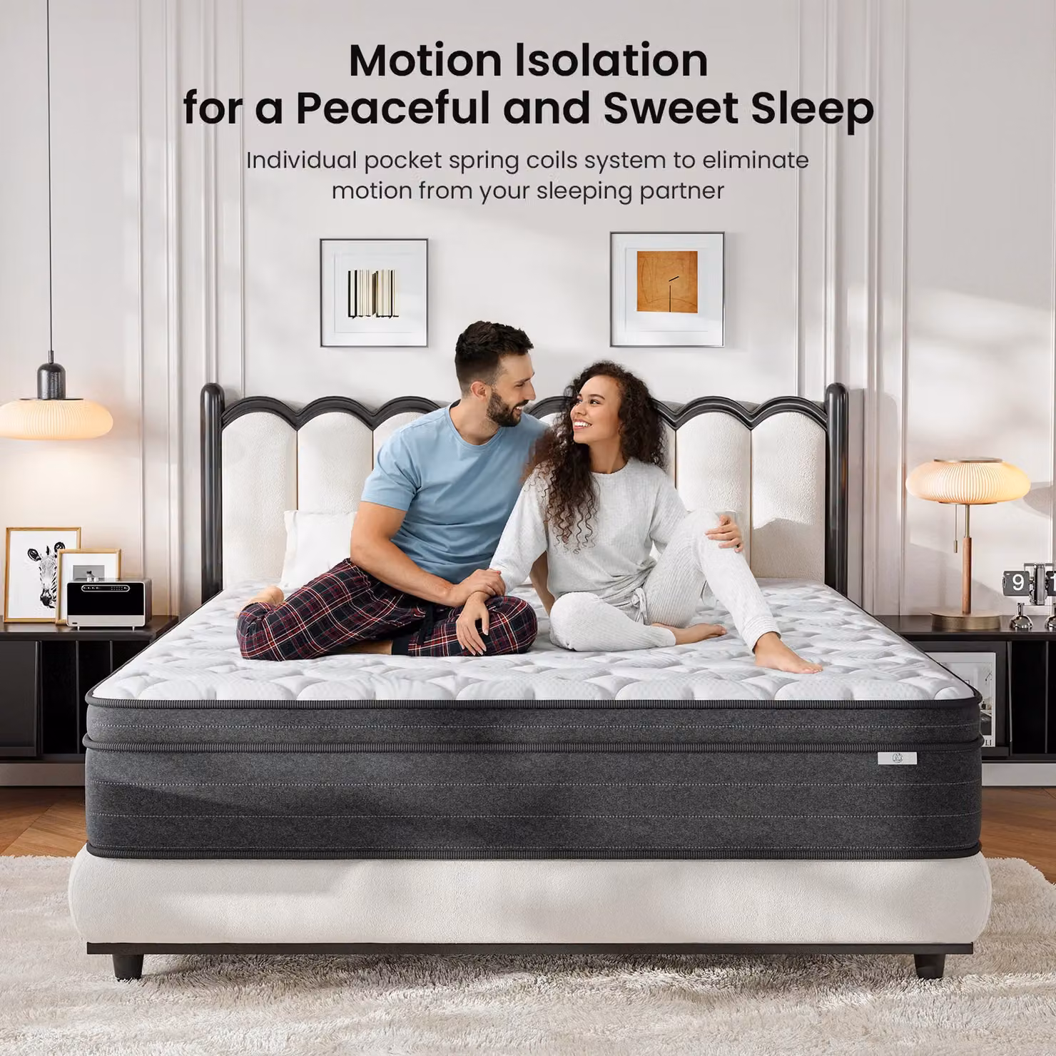 Dprodo Super King Hybrid Mattress, Medium Firm Memory Foam and Pocketed Springs, White, H 25 cm x W 200 cm x D 200 cm – 6