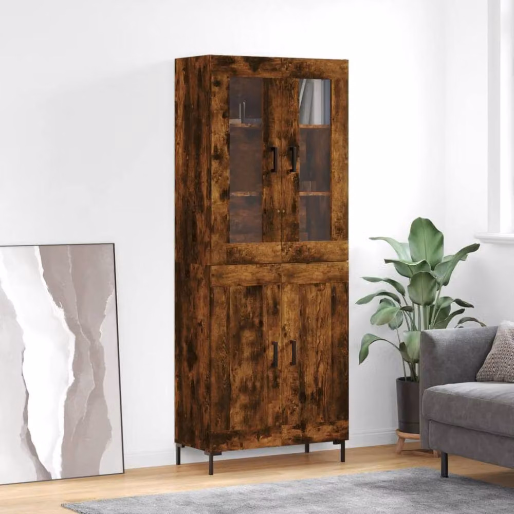 Berkfield Home Smoked Oak Highboard in Brown, W/D/H: 69.5 x 34 x 180 cm – 2